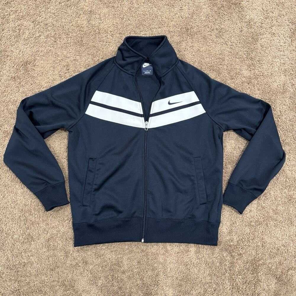 Rare Nike Striker Track Jacket Mens L Blue Full Zip Mock Neck Athletic Y2K